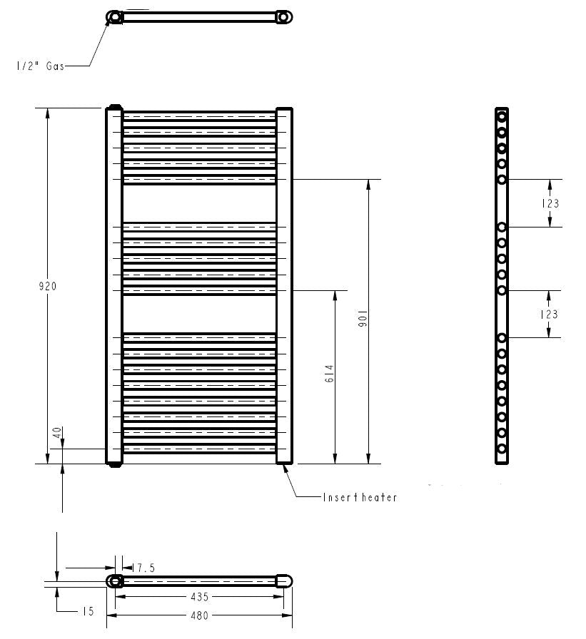 Electric Towel Rail 920 x 480mm (300 Watt)