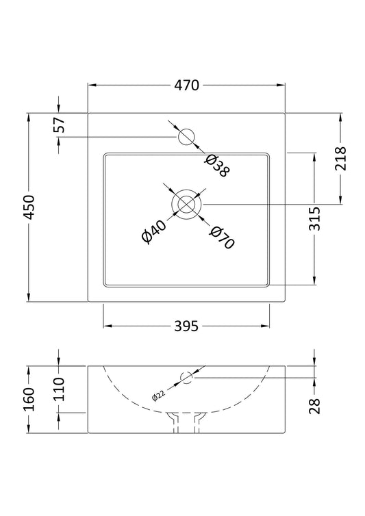 Square Vessel 460 x 470 x 160mm