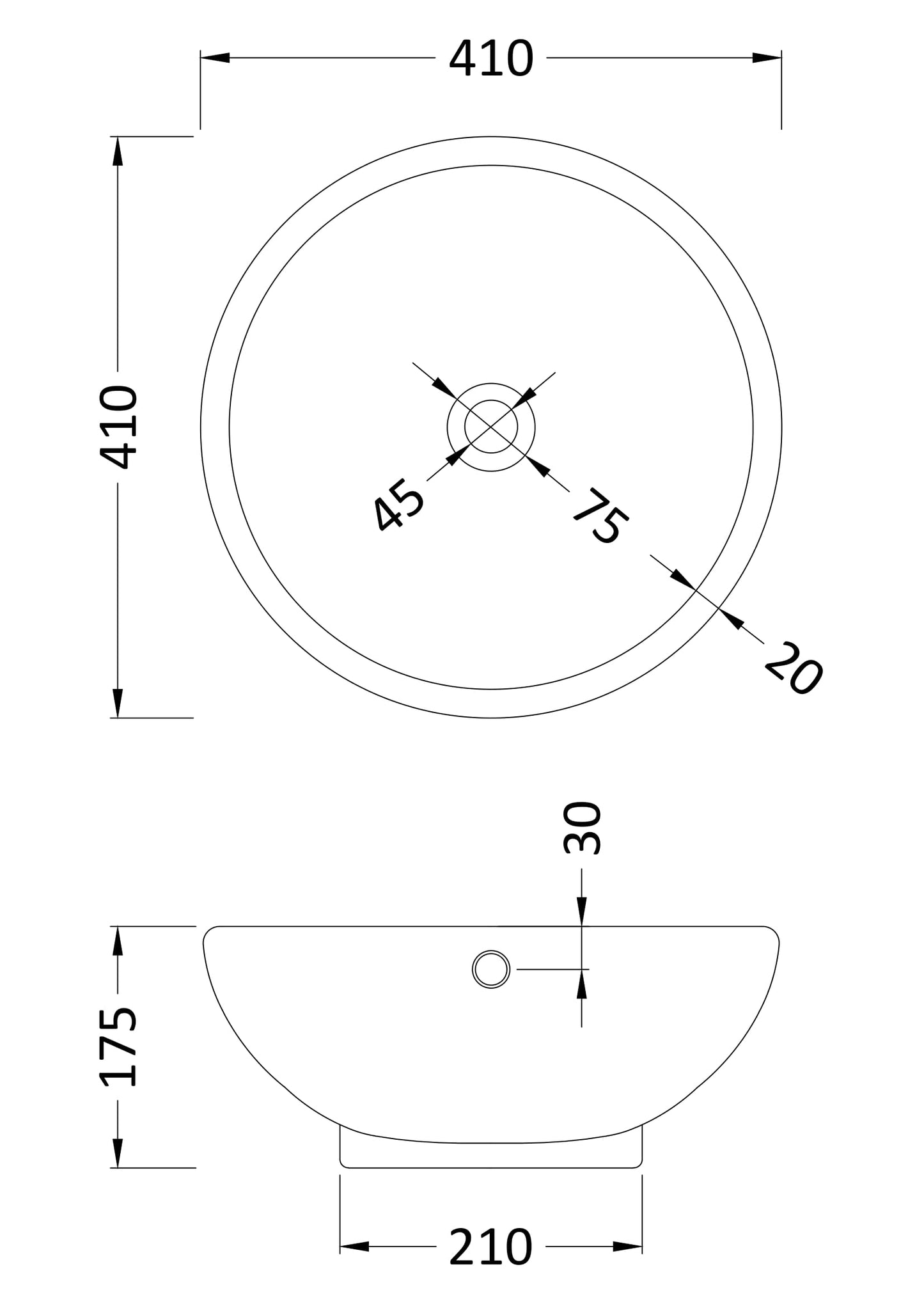 Round Vessel 410 x 410 x 175mm