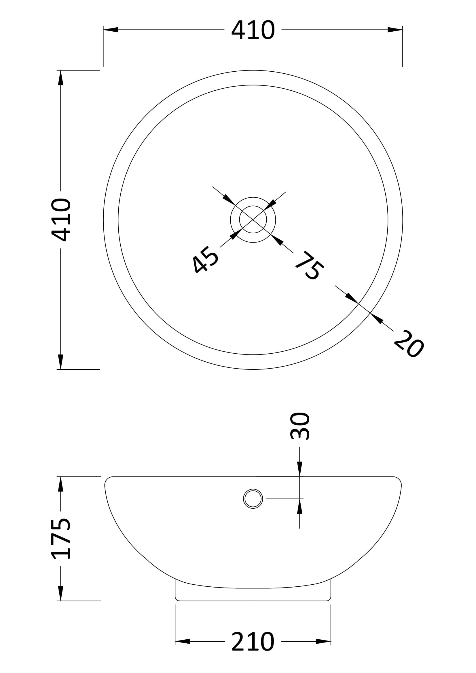Round Vessel 410 x 410 x 175mm