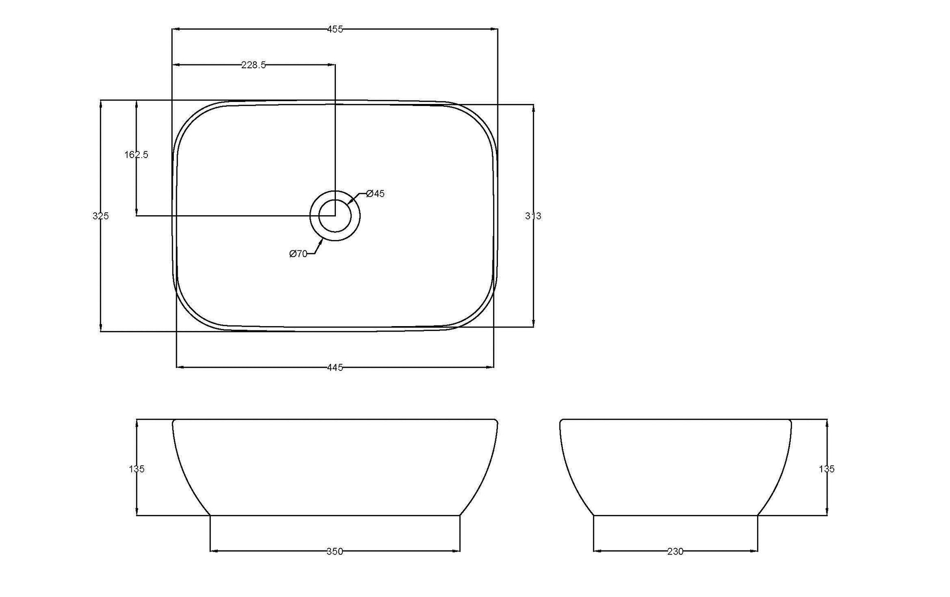 Rectangular Vessel 455 x 325 x 135mm