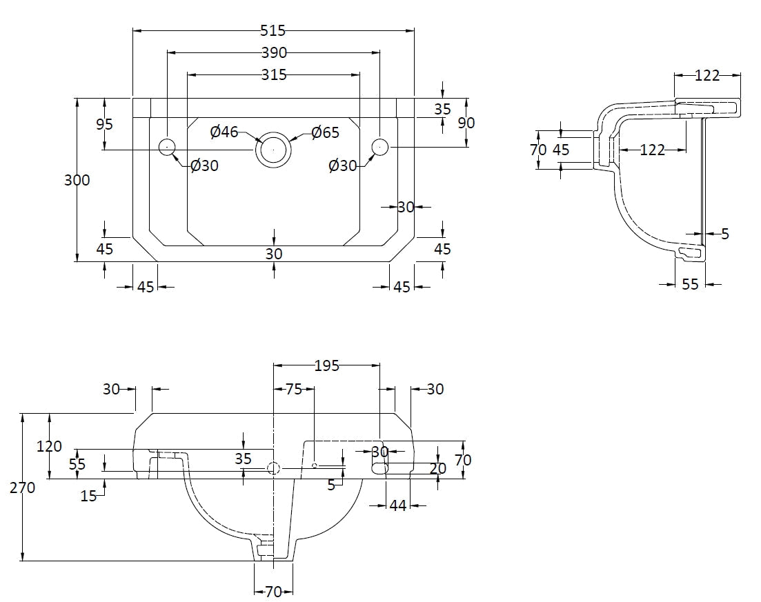 Richmond 515mm Cloakroom Basin