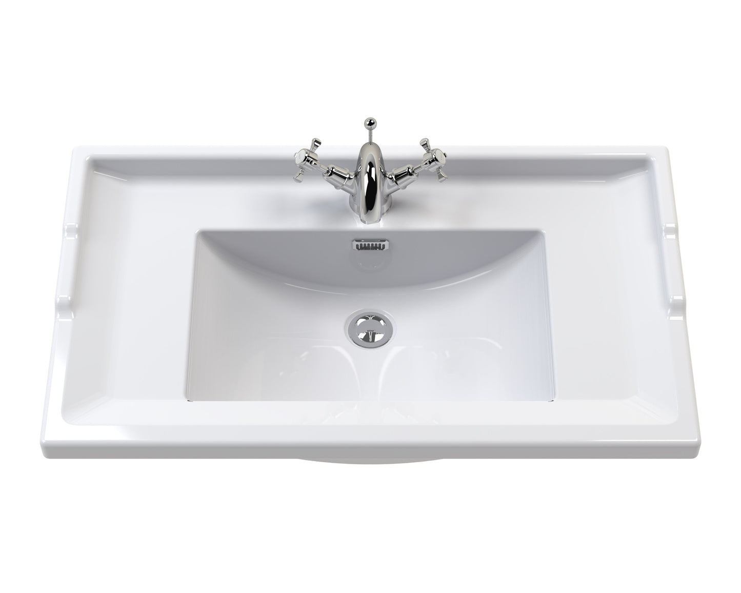 Hudson Reed Old London 800mm Storm Grey Floor Standing 2 Door Vanity Unit with 1 Tap Hole Ceramic Basin
