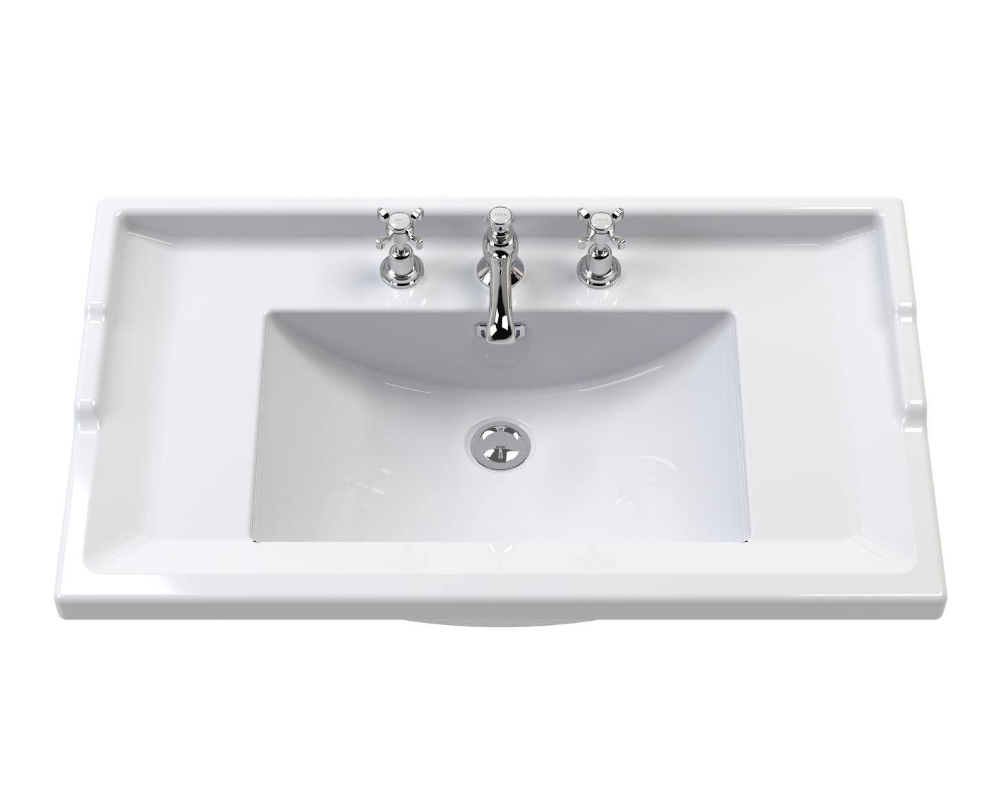 Hudson Reed Old London 1000mm Twilight Blue Floor Standing 2 Door Vanity Unit with 3 Tap Hole Ceramic Basin