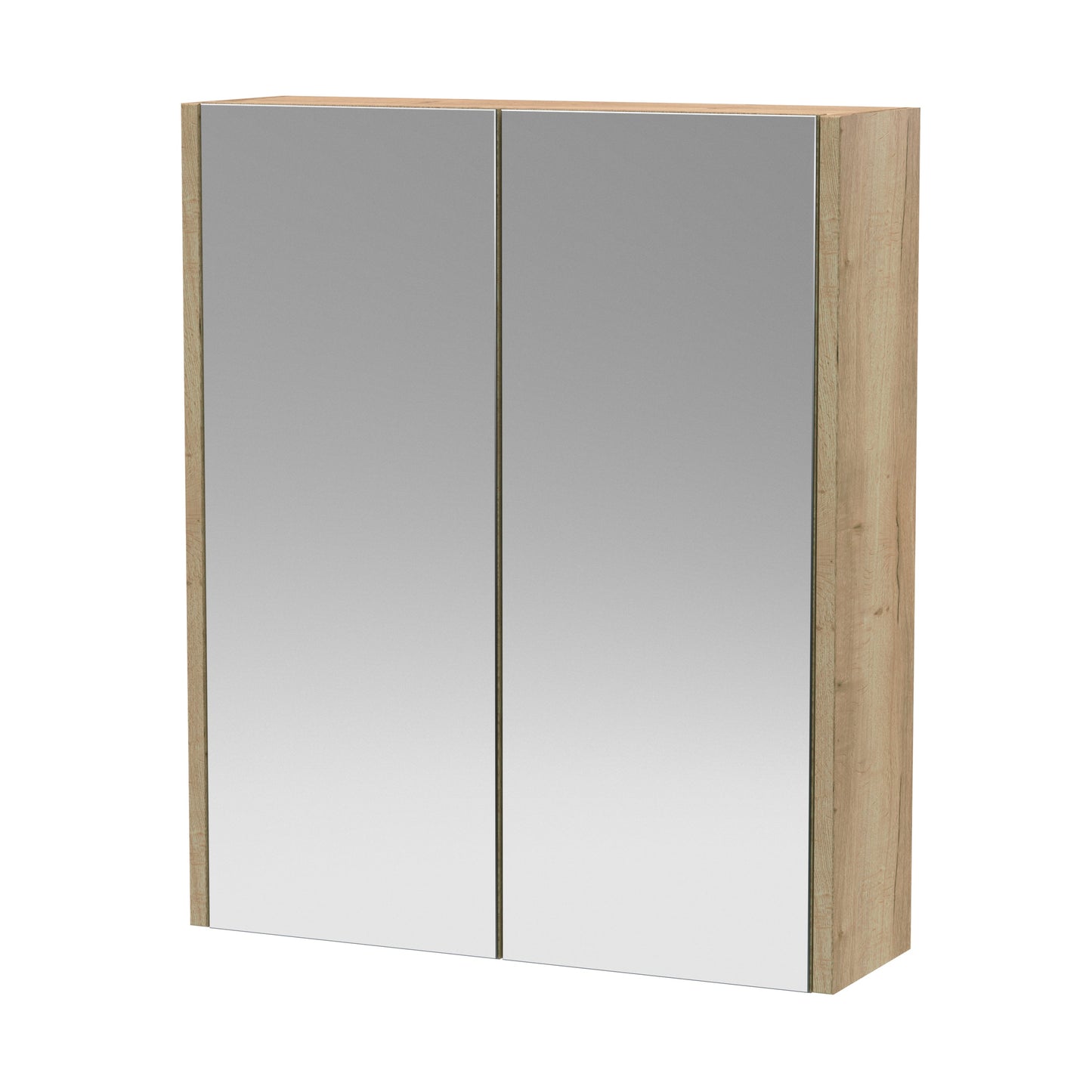Hudson Reed Juno 600mm 2 Door Autumn Oak Wall Hung 50/50 Mirror Cabinet