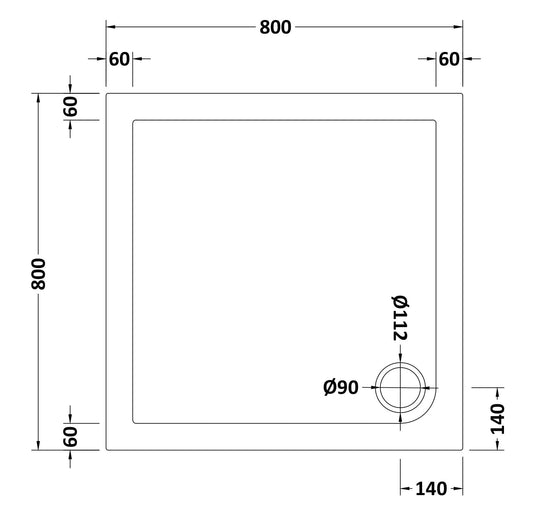 Slip Resistant Square Slimline Shower Tray 800 x 800mm