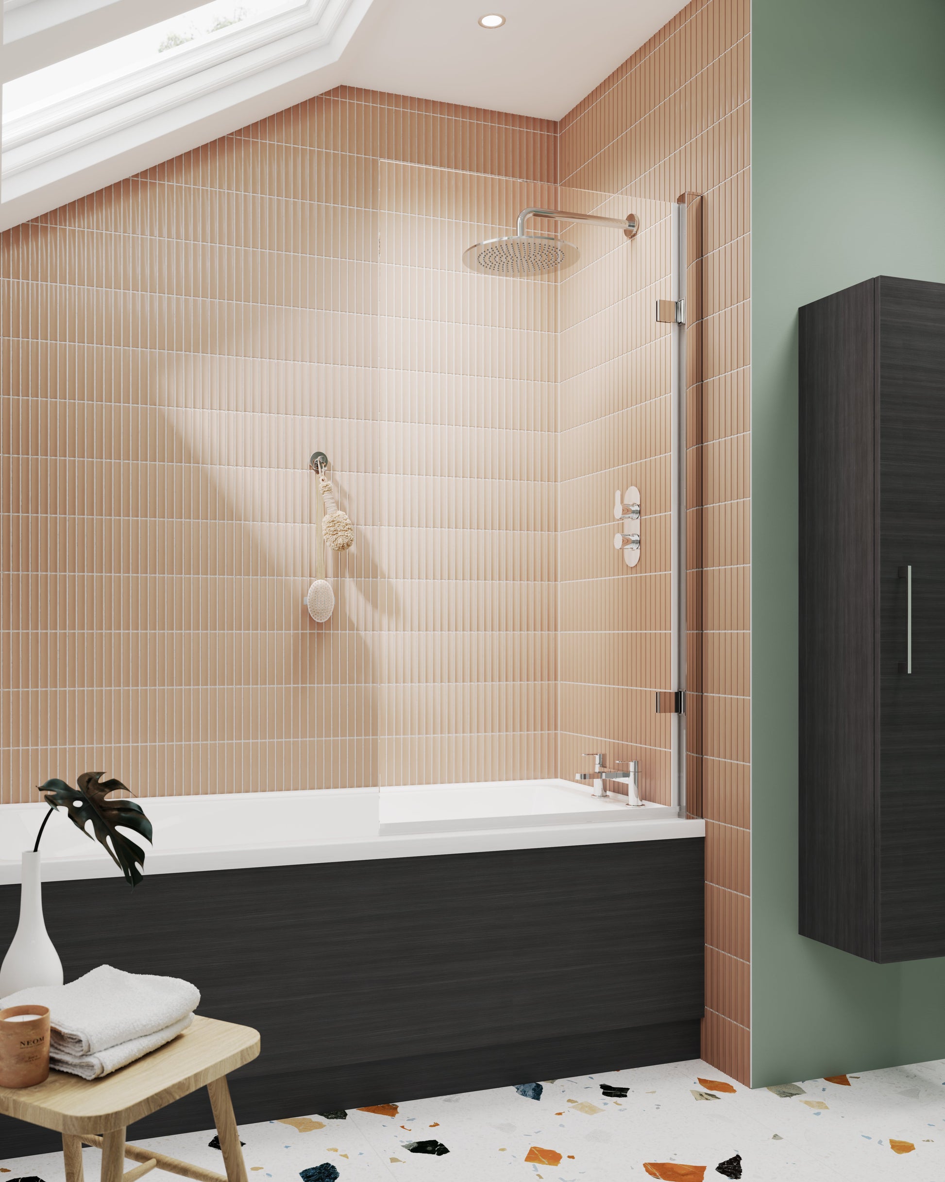 Square Hinged Bath Screen