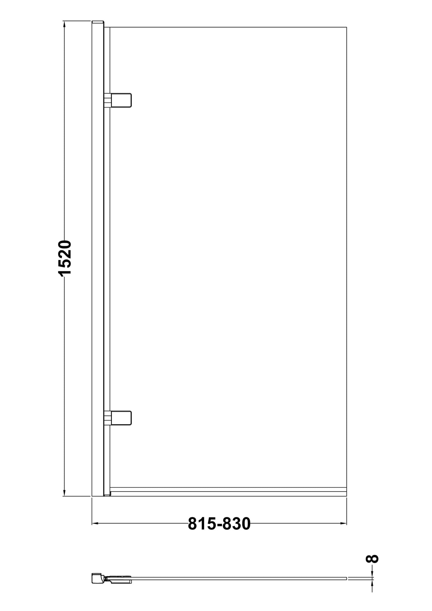 Square Hinged Bath Screen