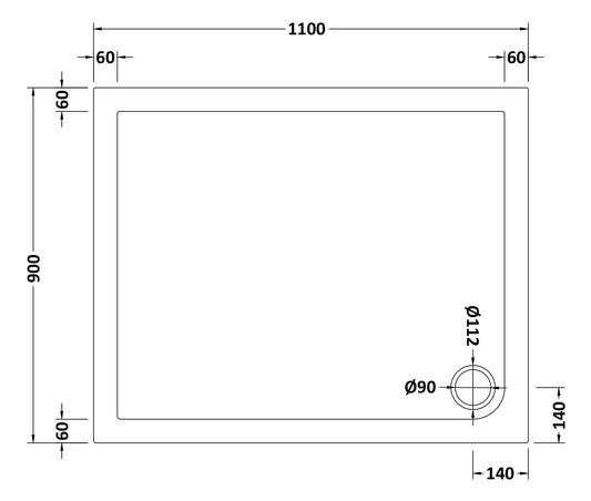 Rectangular Slimline Shower Tray 1100 x 900mm