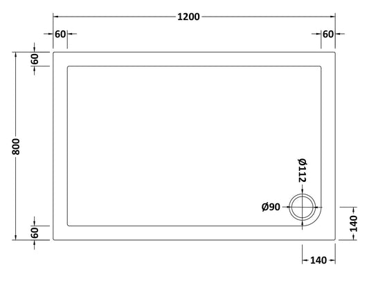 Rectangular Slimline Shower Tray 1200 x 800mm