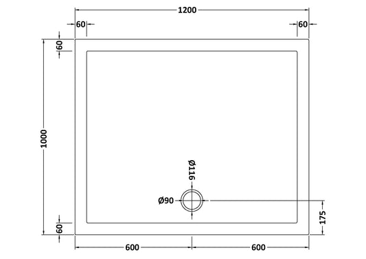 Rectangular Slimline shower tray 1200 x 1000mm