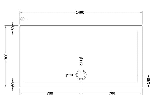 Rectangular Slimline Shower Tray 1400 x 700mm