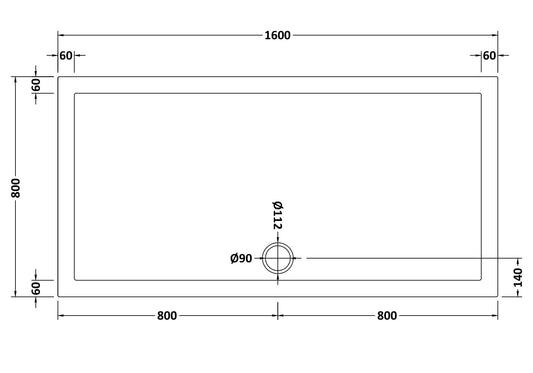 Rectangular Slimline Shower Tray 1600 x 800mm