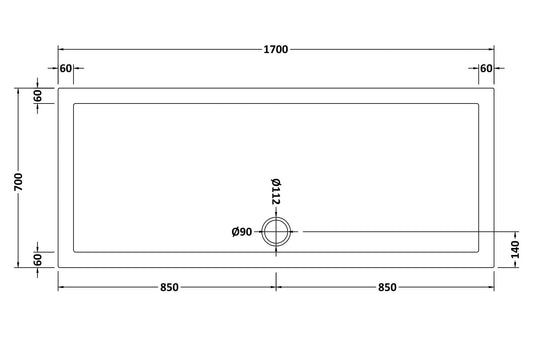 Rectangular Slimline Shower Tray 1700 x 700mm