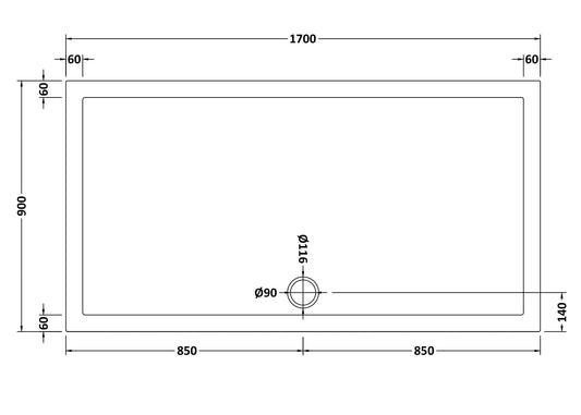 Rectangular Slimline Shower Tray 1700 x 900mm
