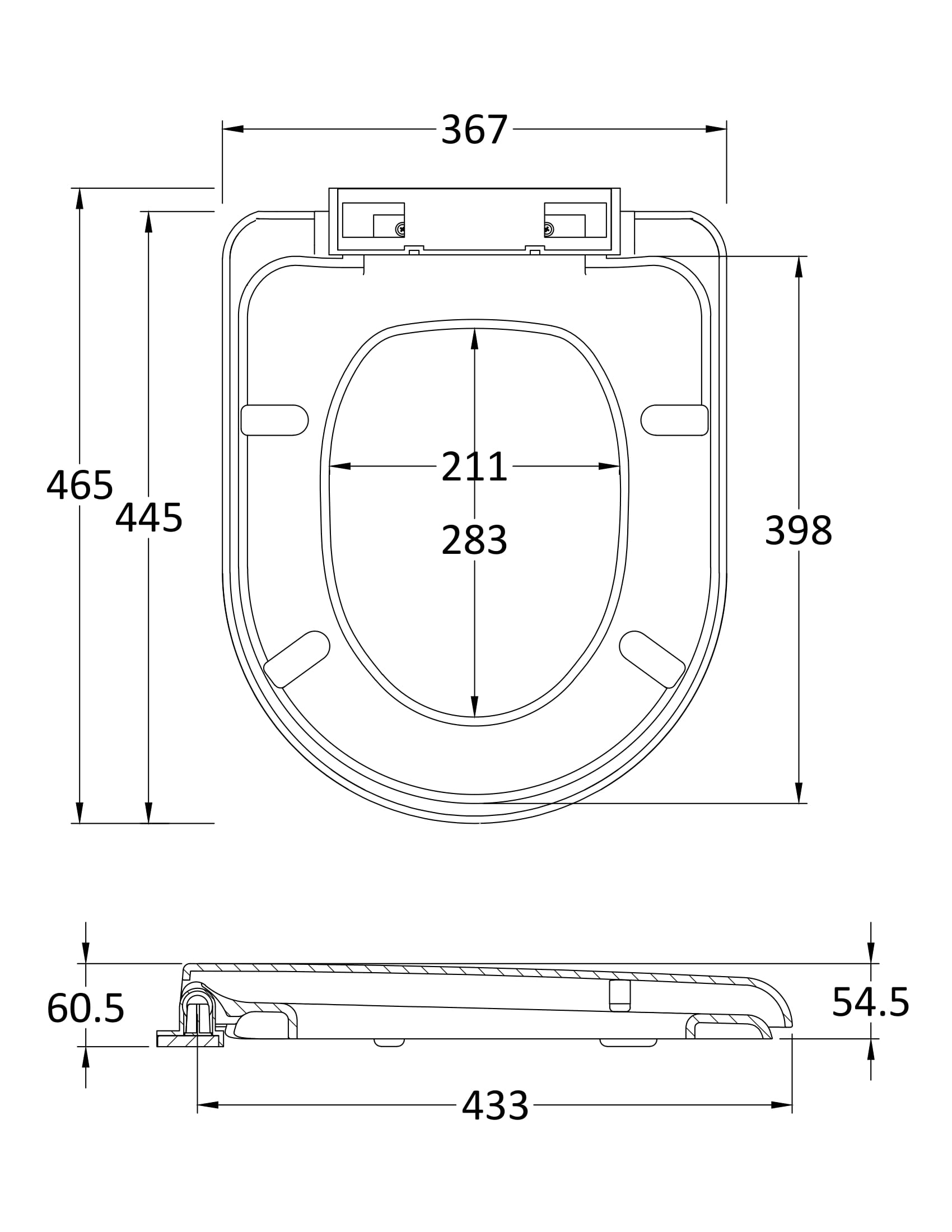 Toilet Seats D Shaped Top Fix Soft Close Toilet Seat