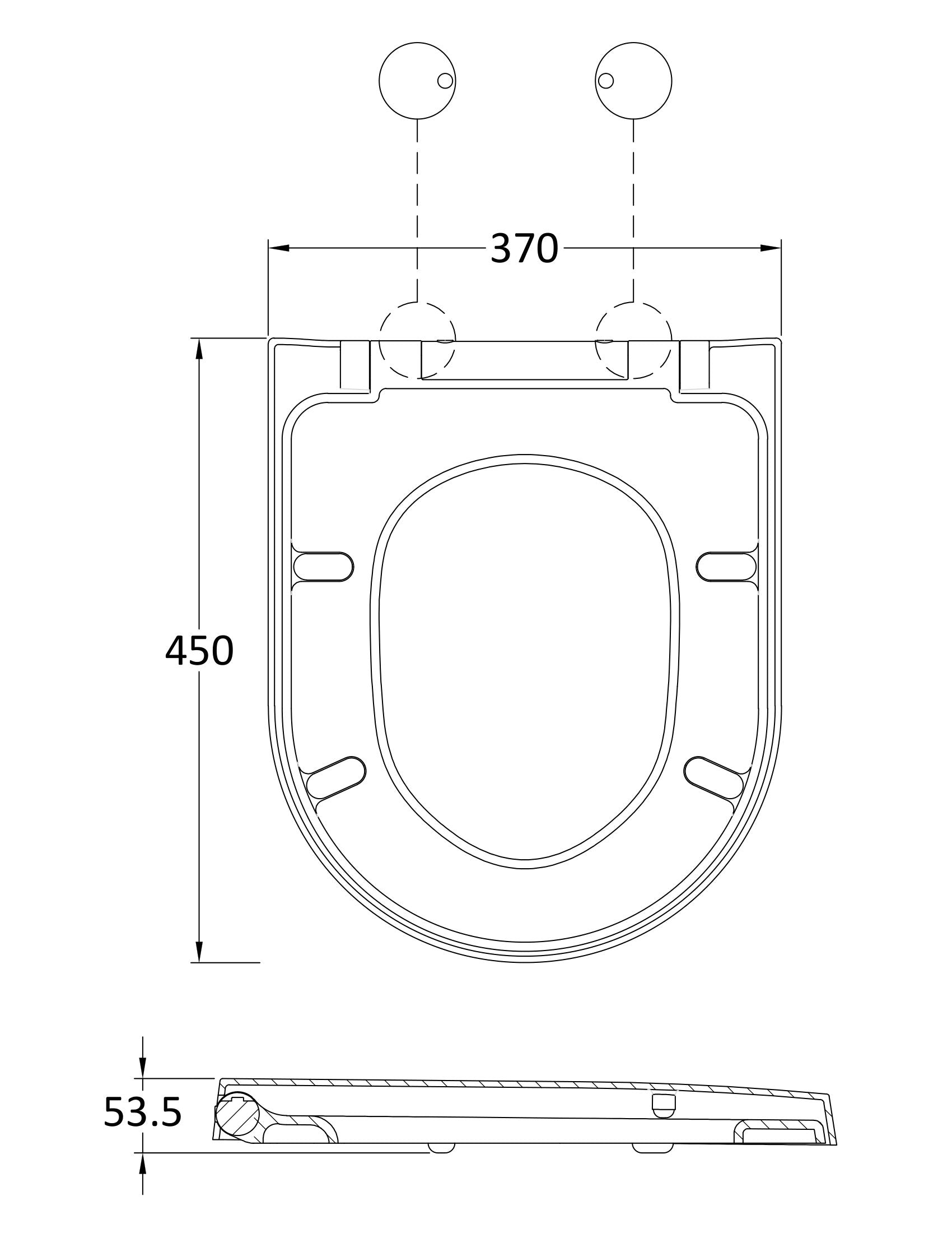 Hudson Reed D Shape 450mm x 370mm Gloss White Soft Close Toilet Seat Quick Release
