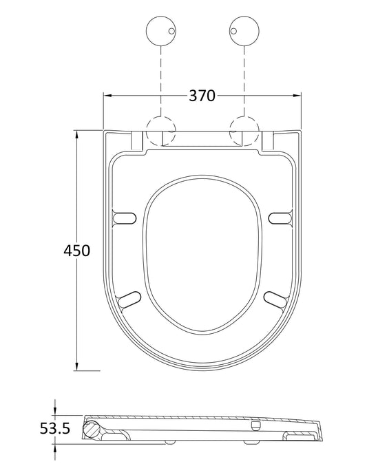 Hudson Reed D Shape 450mm x 370mm Gloss White Soft Close Toilet Seat Quick Release