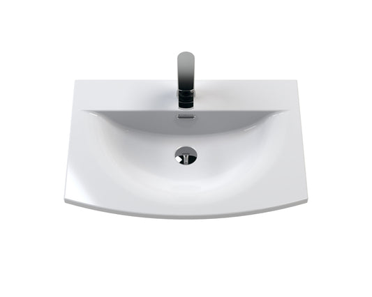 Urban 600mm Floor Standing 2-Door Unit and Curved Basin 1 Tap Hole