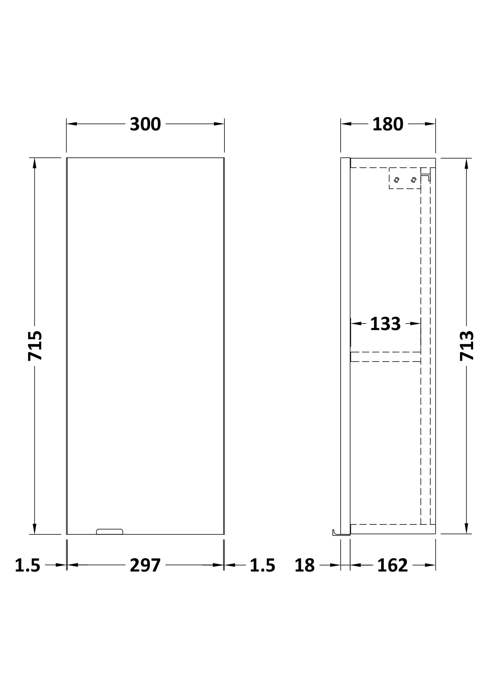 Hudson Reed Fusion 300mm 1 Door Gloss White Wall Hung Cabinet With Handles