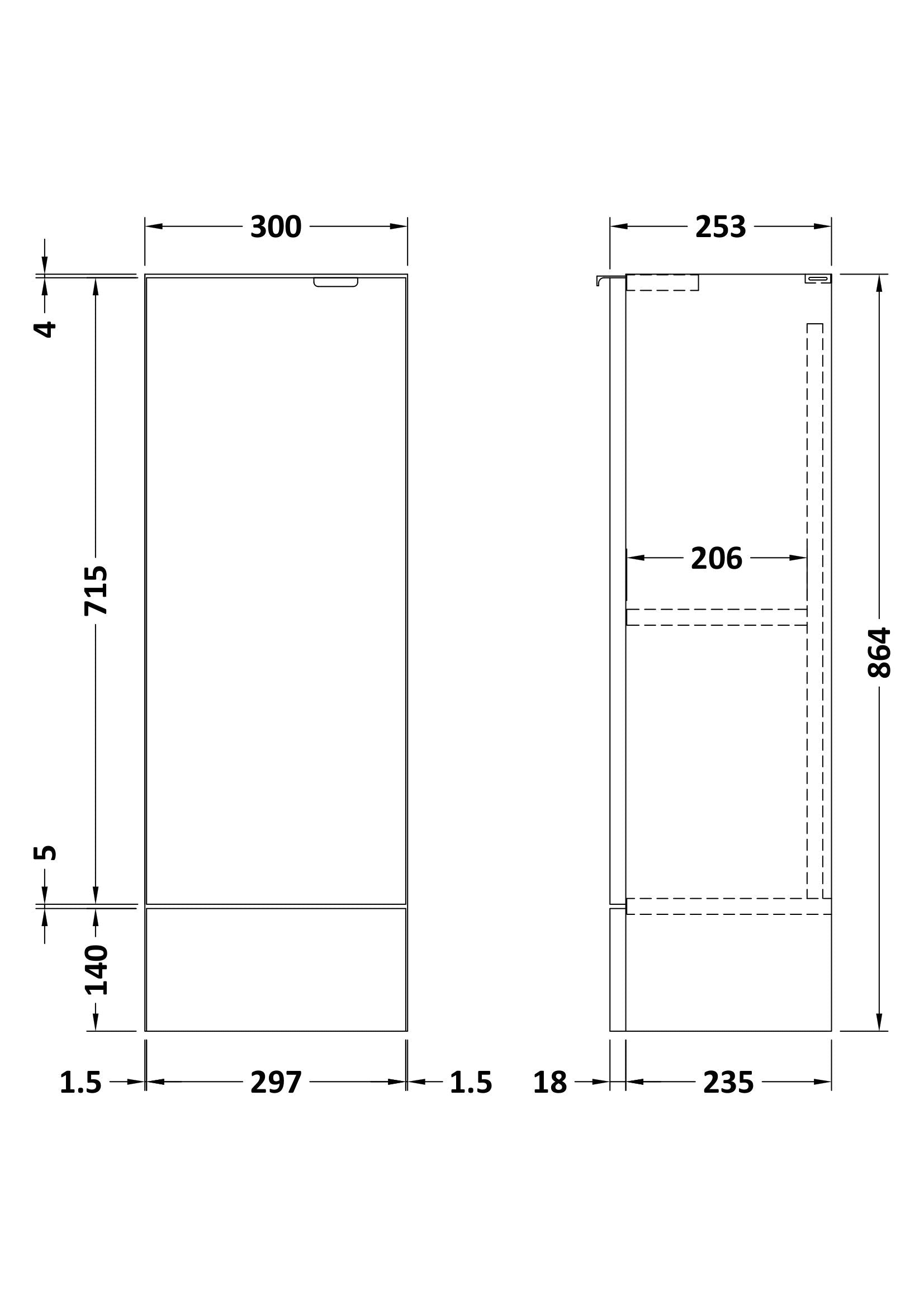 Hudson Reed Fusion 300mm 1 Door Gloss White Compact Floor Standing Base Unit With Handles