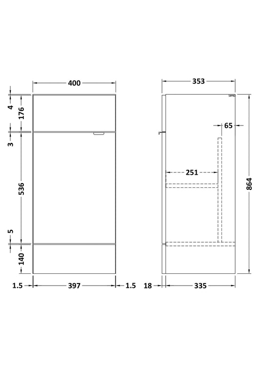 Fusion 400mm Vanity Unit full-depth