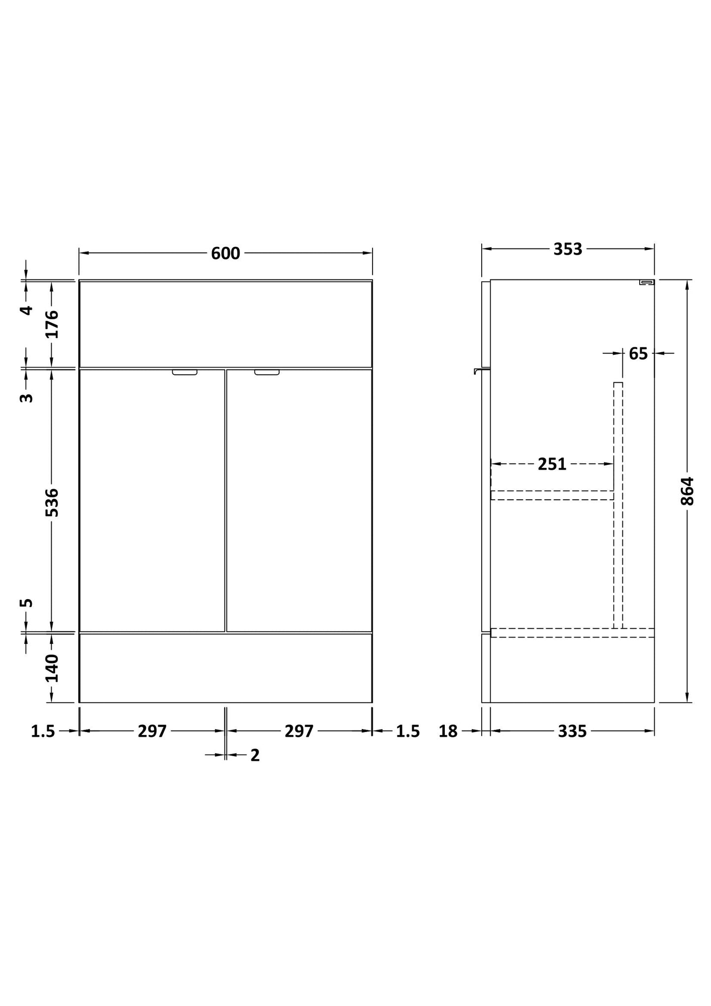 Fusion 600mm Vanity Unit full-depth