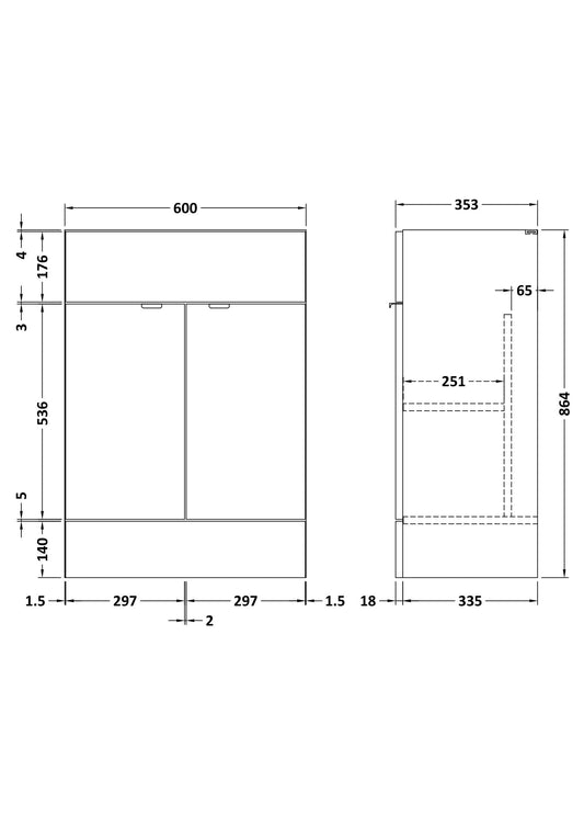 Fusion 600mm Vanity Unit full-depth