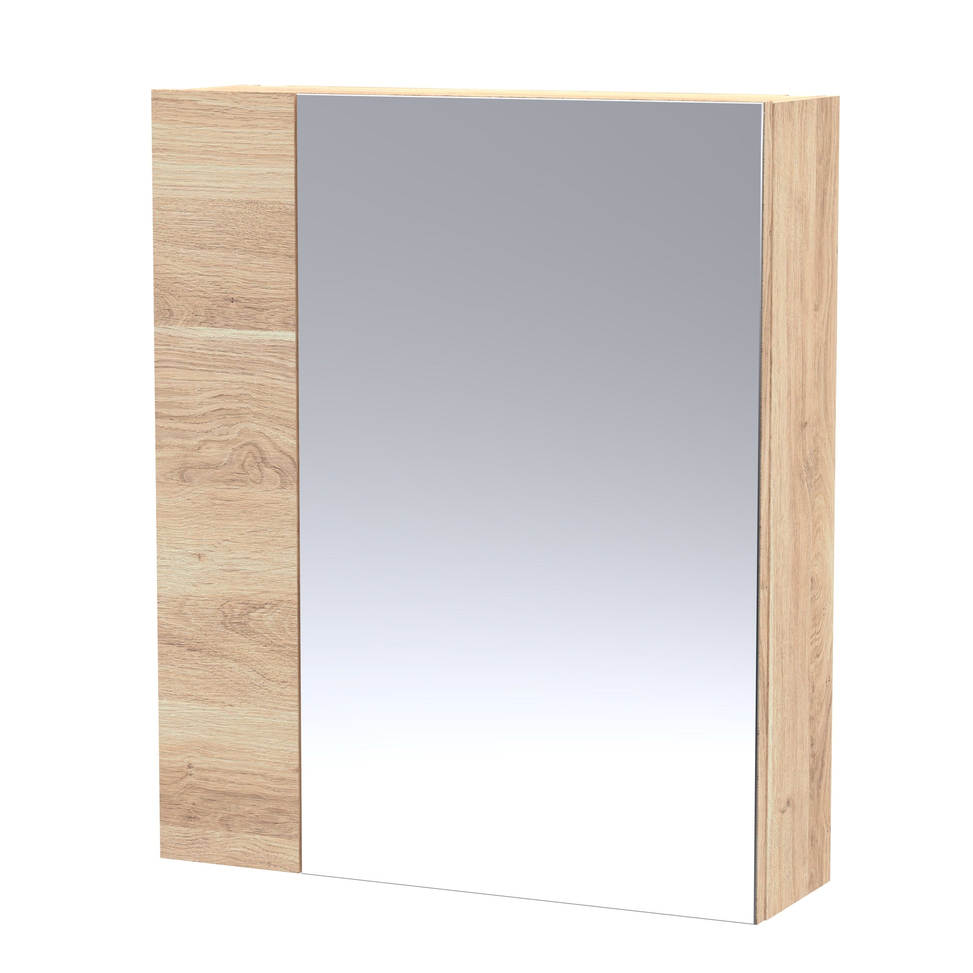 Hudson Reed Fusion 600mm 2 Door Bleached Oak Wall Hung 75/25 Mirror Cabinet