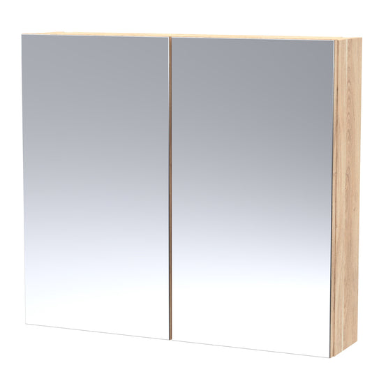 Hudson Reed Fusion 800mm 2 Door Bleached Oak Wall Hung 50/50 Mirror Cabinet