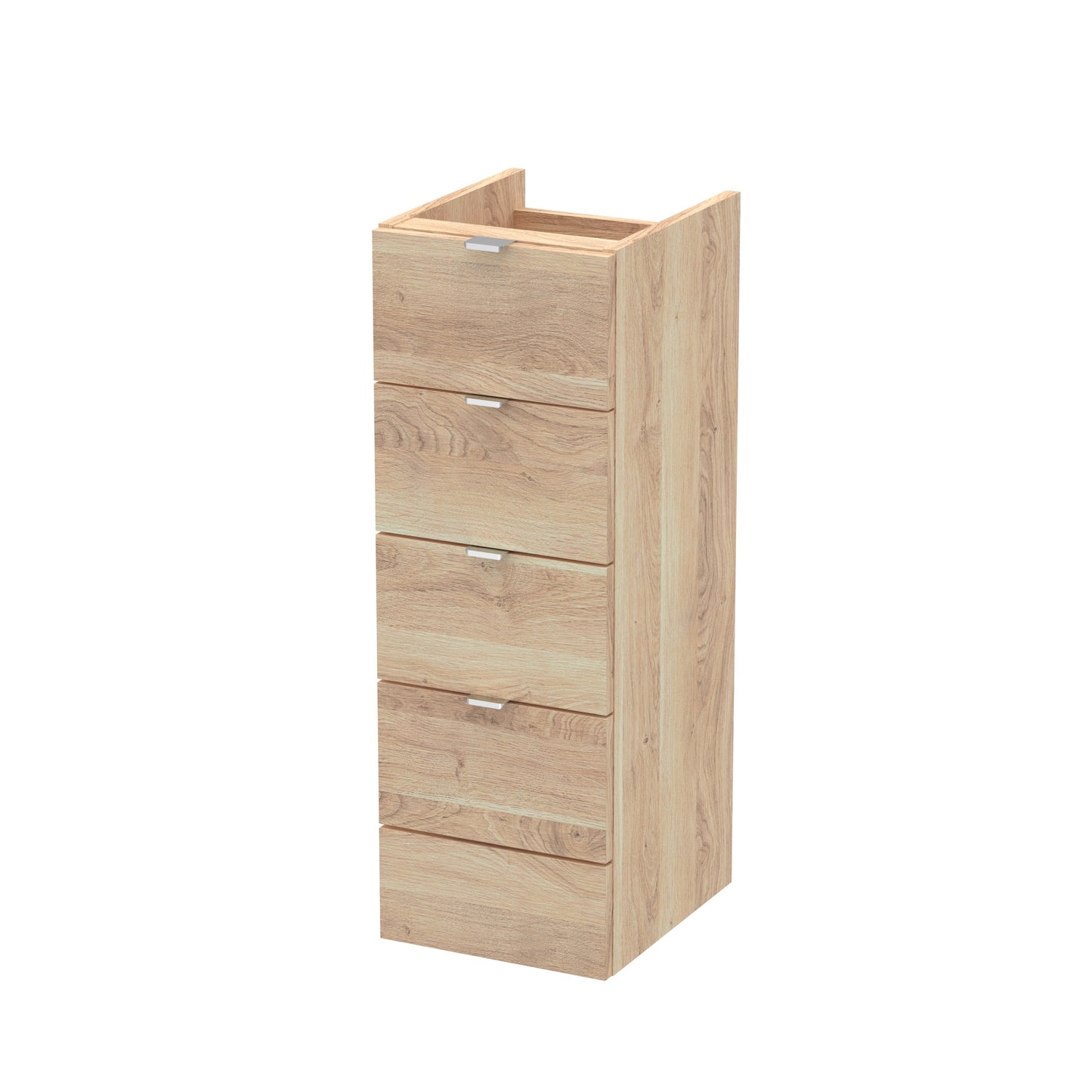 Hudson Reed Fusion 300mm 4 Drawer Bleached Oak Floor Standing Cabinet With Handles