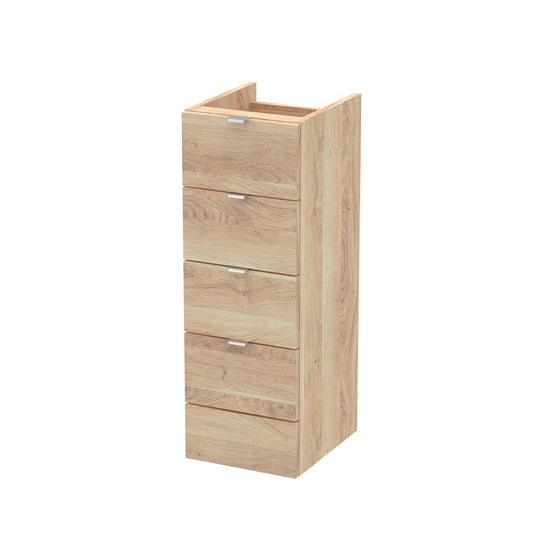 Hudson Reed Fusion 300mm 4 Drawer Bleached Oak Floor Standing Cabinet With Handles