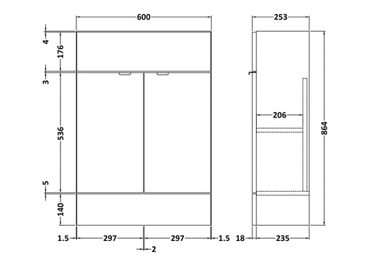 Fusion 600mm Vanity Unit Compact