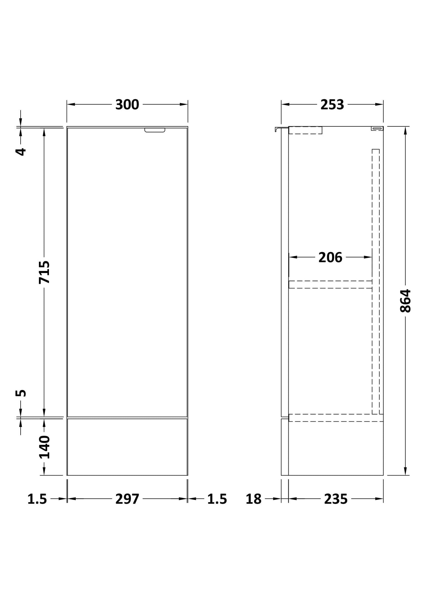 Hudson Reed Fusion 300mm 1 Door Pebble Grey Compact Floor Standing Base Unit With Handles