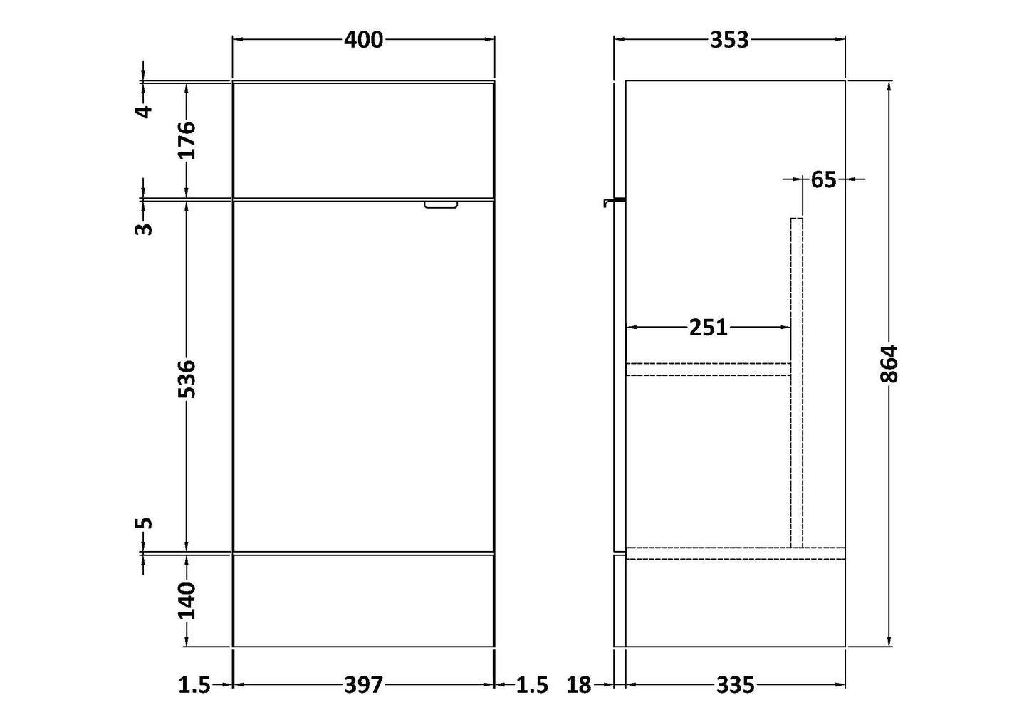 Fusion Fitted Floor Standing 1 Door Vanity Unit 400mm