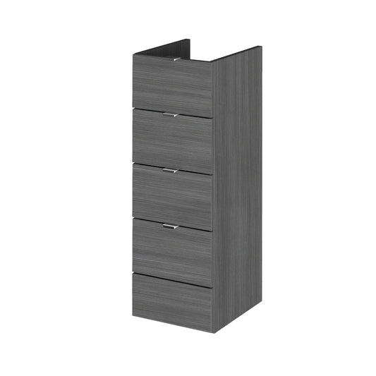 Hudson Reed Fusion 300mm 4 Drawer Graphite Grey Woodgrain Floor Standing Cabinet With Handles