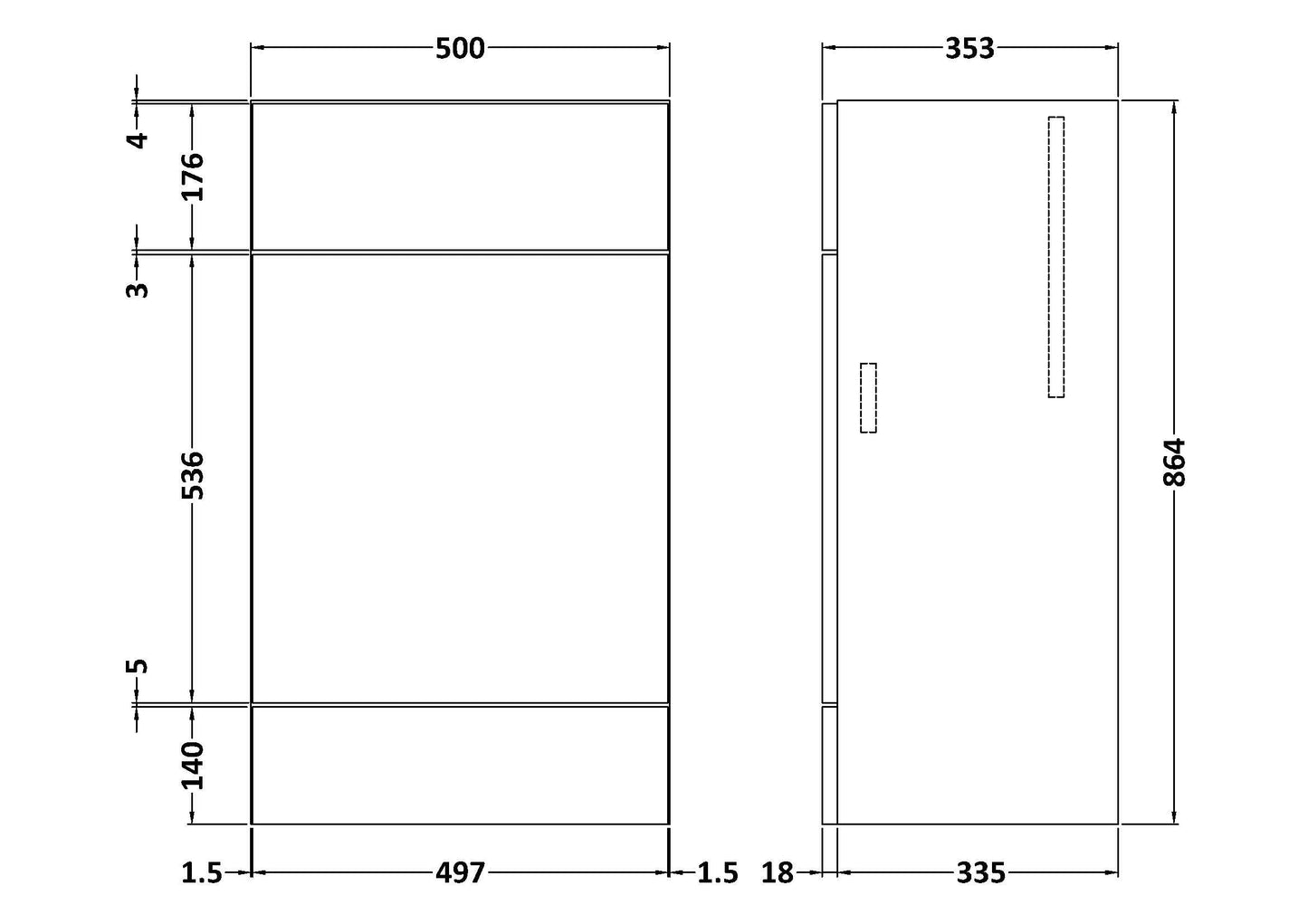 Fusion Fitted Floor Standing WC Unit 500mm