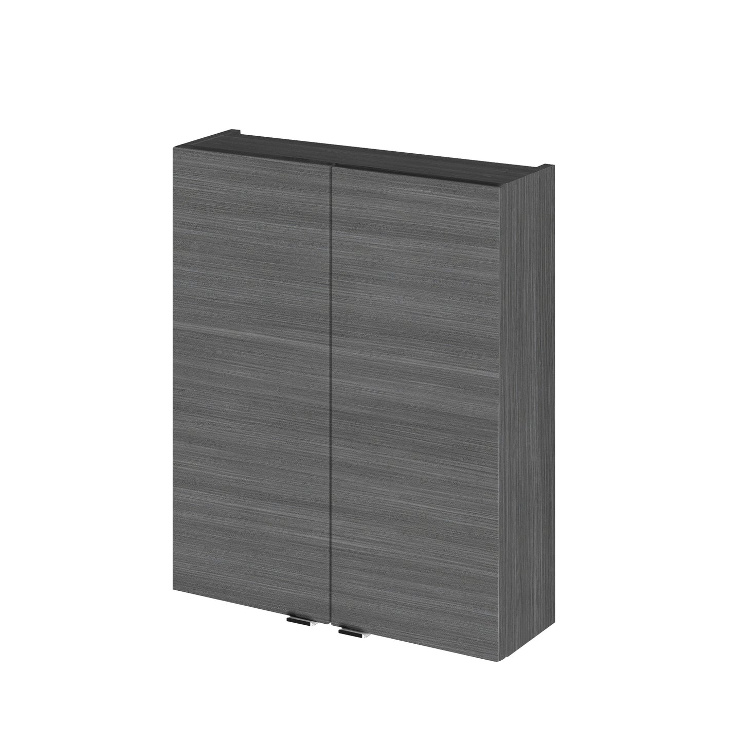 Hudson Reed Fusion 500mm 2 Door Graphite Grey Woodgrain Wall Hung Cabinet With Handles