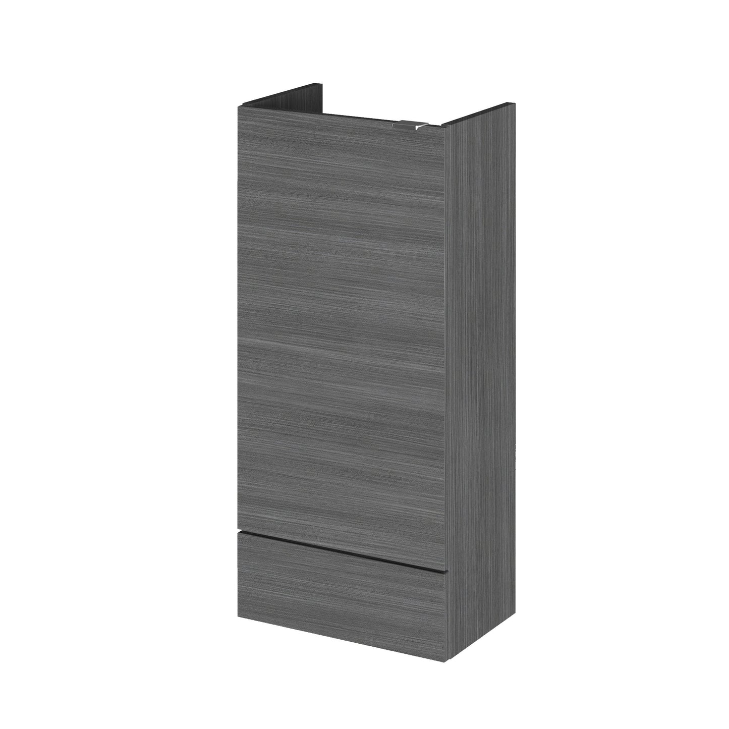 Hudson Reed Fusion 400mm 1 Door Graphite Grey Woodgrain Compact Floor Standing Base Unit With Handles