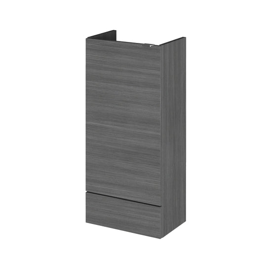 Hudson Reed Fusion 400mm 1 Door Graphite Grey Woodgrain Compact Floor Standing Base Unit With Handles