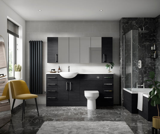 Fusion Fitted Wall Hung 2 Door Mirror Unit (75/25) 600mm