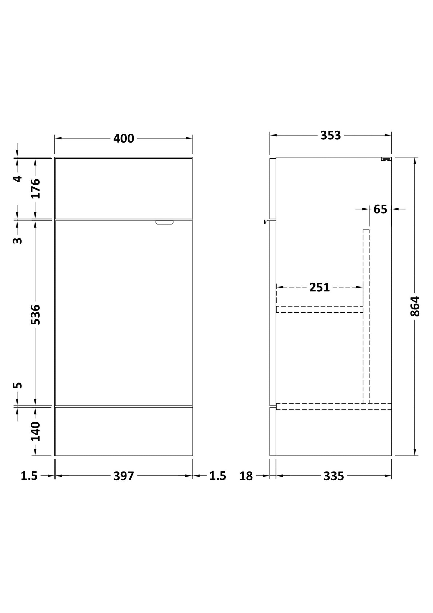 Fusion Fitted Floor Standing 1 Door Vanity Unit 400mm