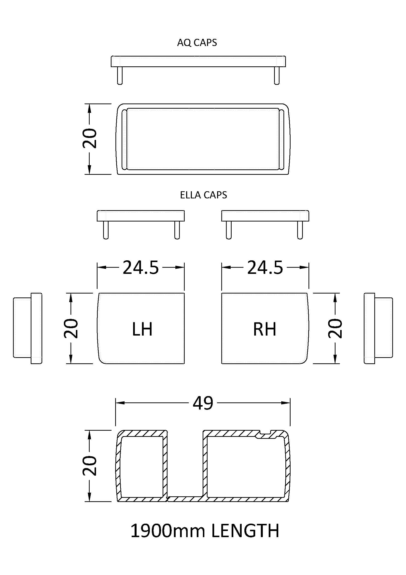 1900mm Profile Extension Kit