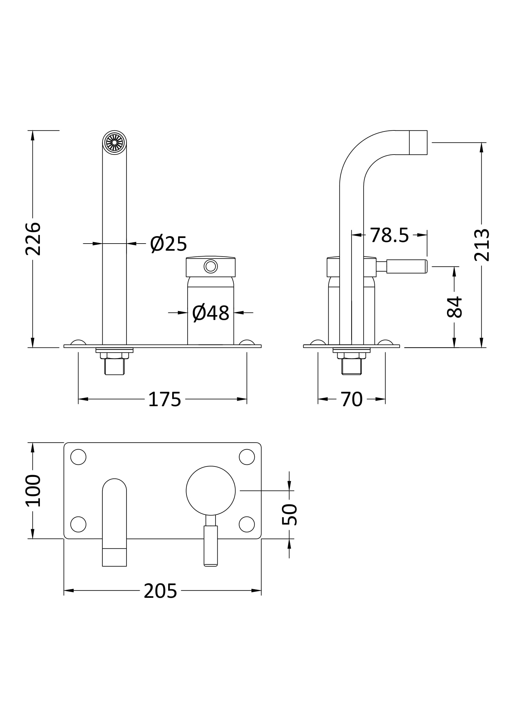 Tec Single Lever Wall Mounted Basin Bath Filler Matt Black