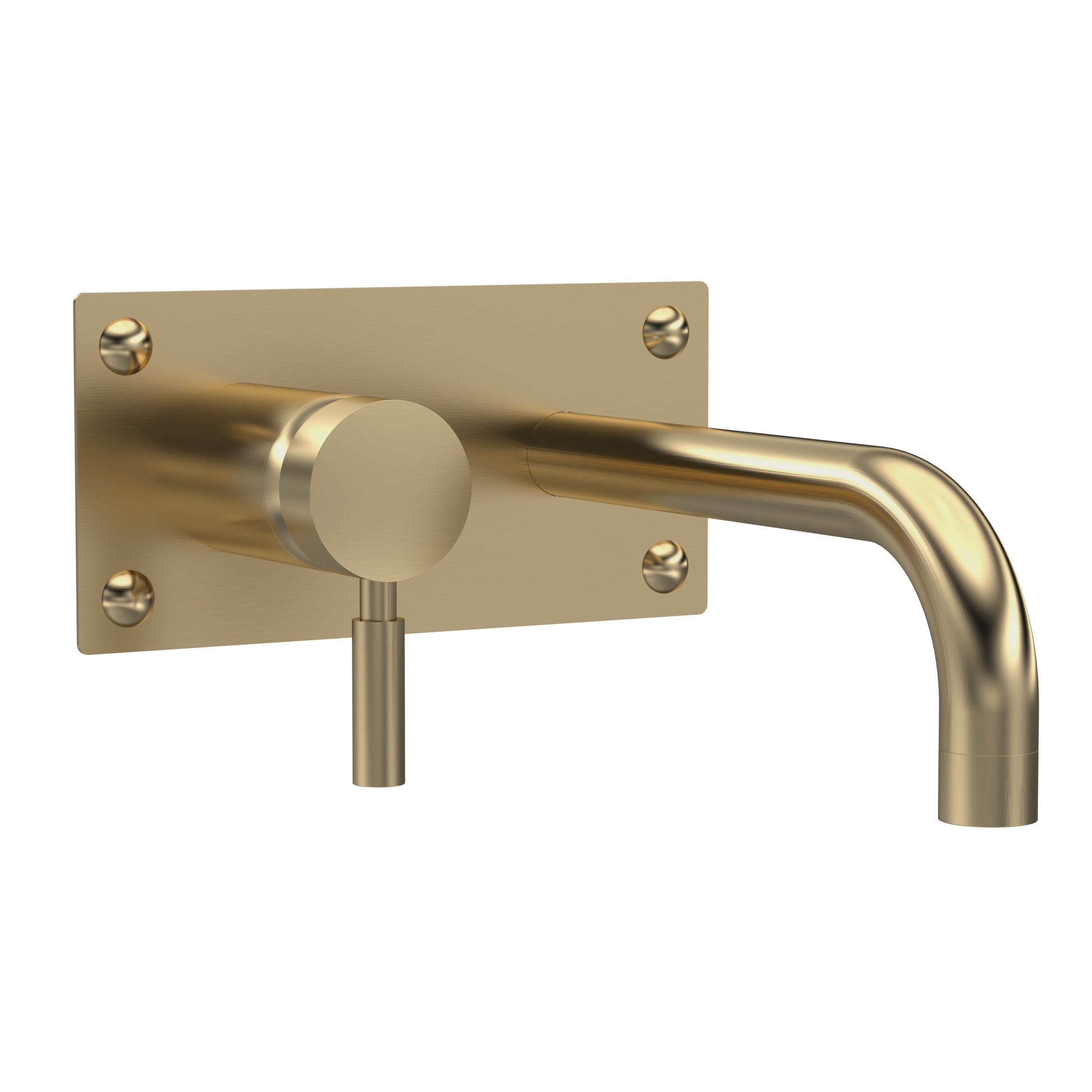 Tec Single Lever Wall Mounted Basin Bath Filler Brushed Brass