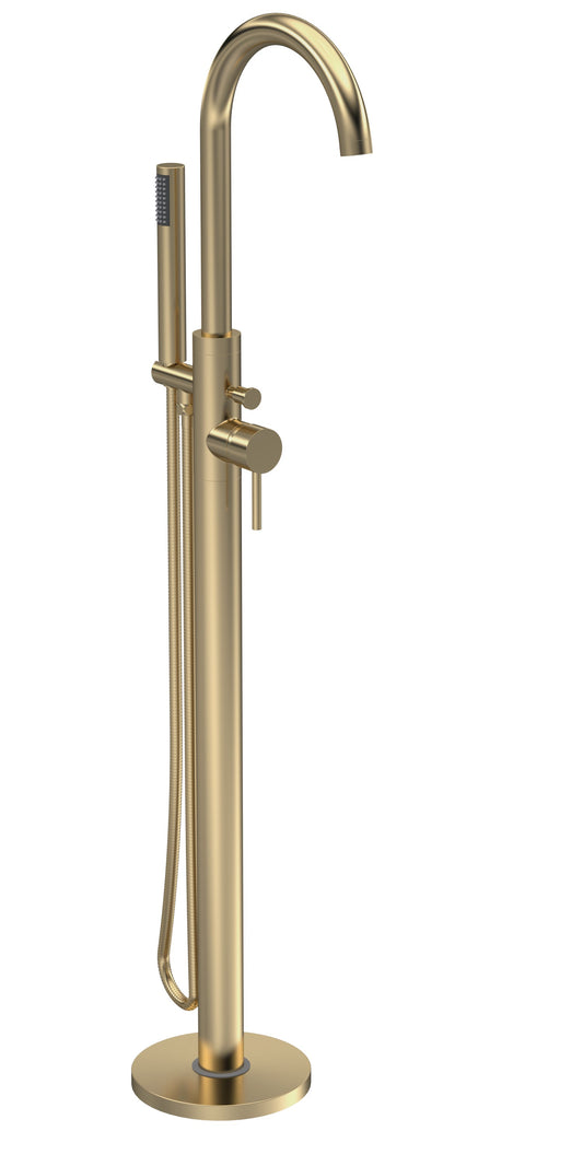 Tec Floor Standing Bath Shower Mixer Brushed Brass