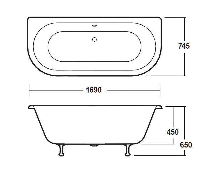 Hudson Reed Leg 1700mm Freestanding Bath With Waste And Legs