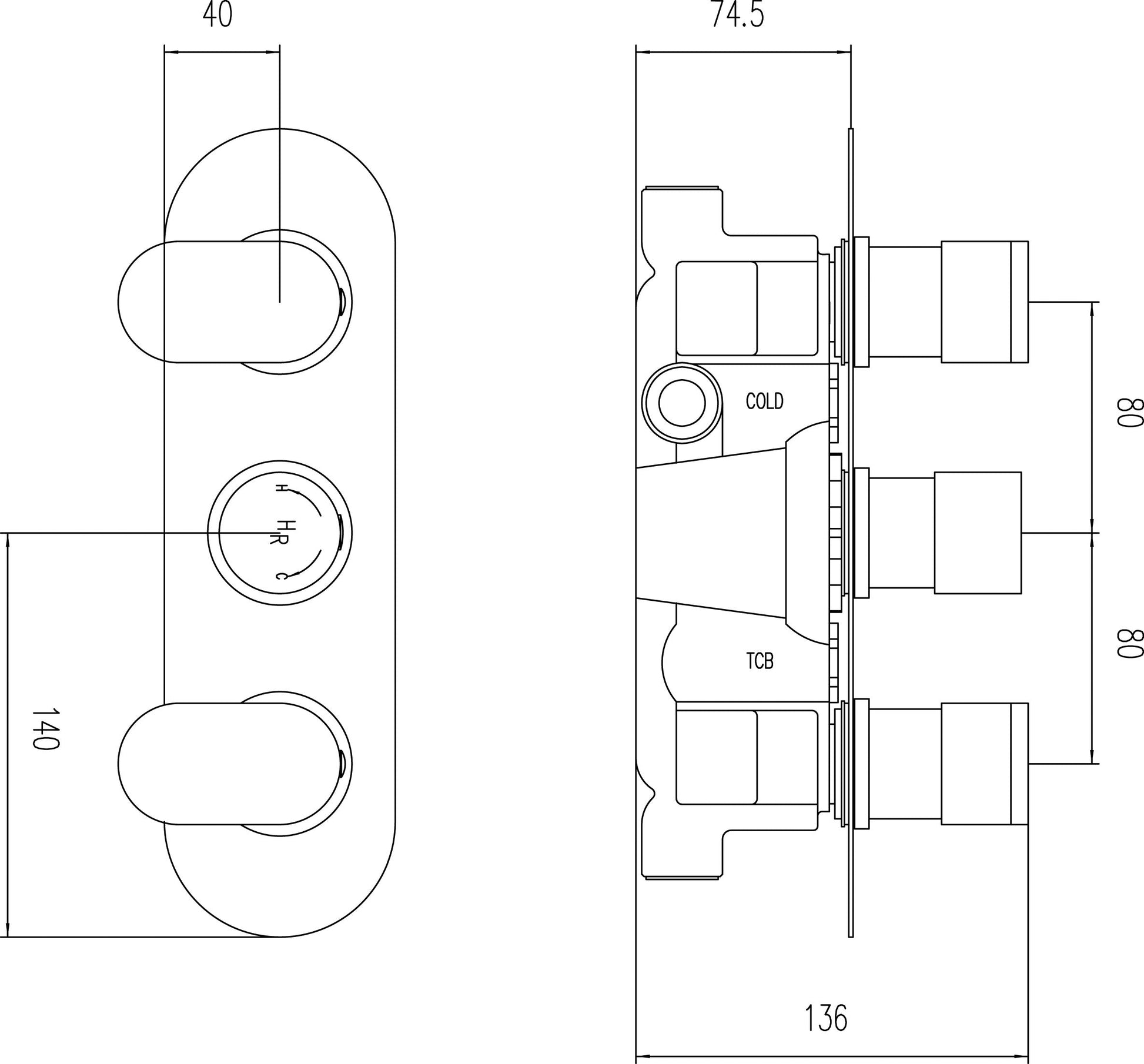 Reign Triple Thermostatic Shower Valve With Diverter
