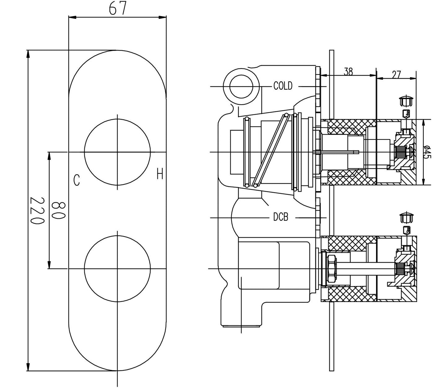 Indus Twin Thermostatic Shower Valve