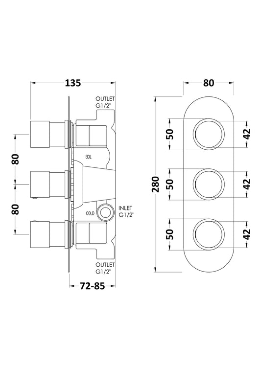 Round Valves Triple Valve